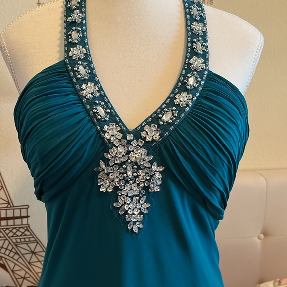 🔥FINAL SALE🔥 Morgan & Co. Turquoise Formal/Evening/Wedding/Prom Dress Size 13/14 - Picture 2 of 13
